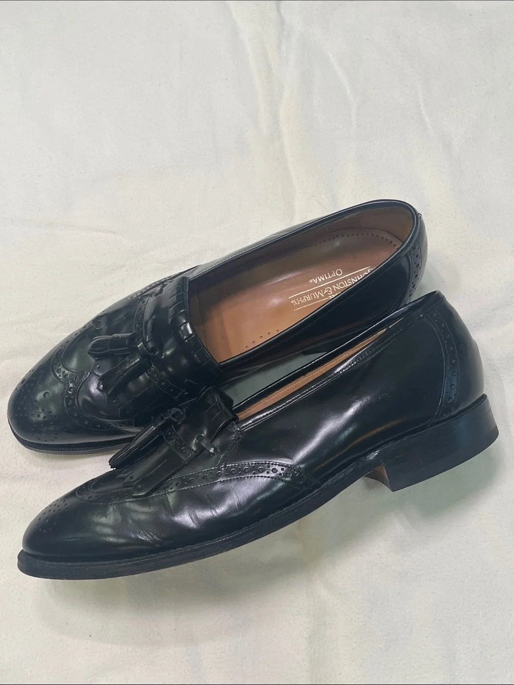 Johnston & Murphy Black Leather Kiltie Tassel Loafers